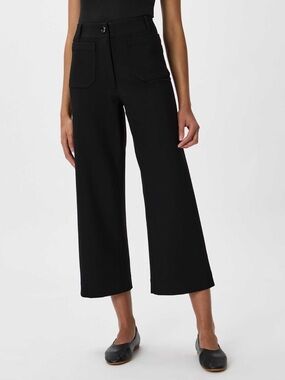 Quince black Ultra-Stretch Ponte Cropped Wide Leg Pants size 16